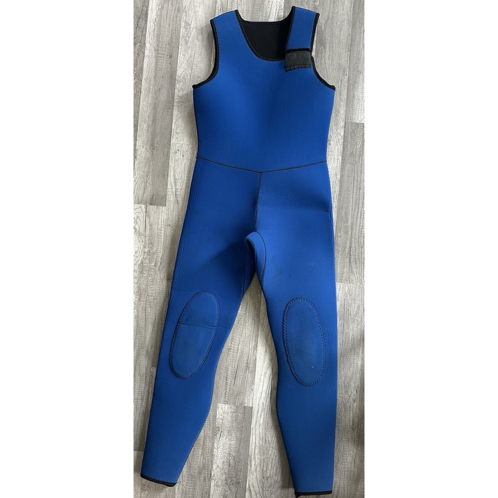 Blue Neoprene Wetsuit Full Length Sleeveless Diving Surfing Adult XS 32" Chest - Picture 2 of 16